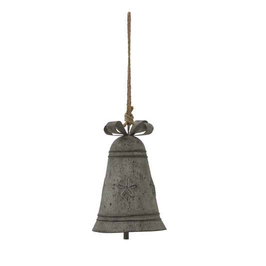 Rustic Metal Hanging Bell With Bow - Christmas Baubles from the Quanta Home collection.