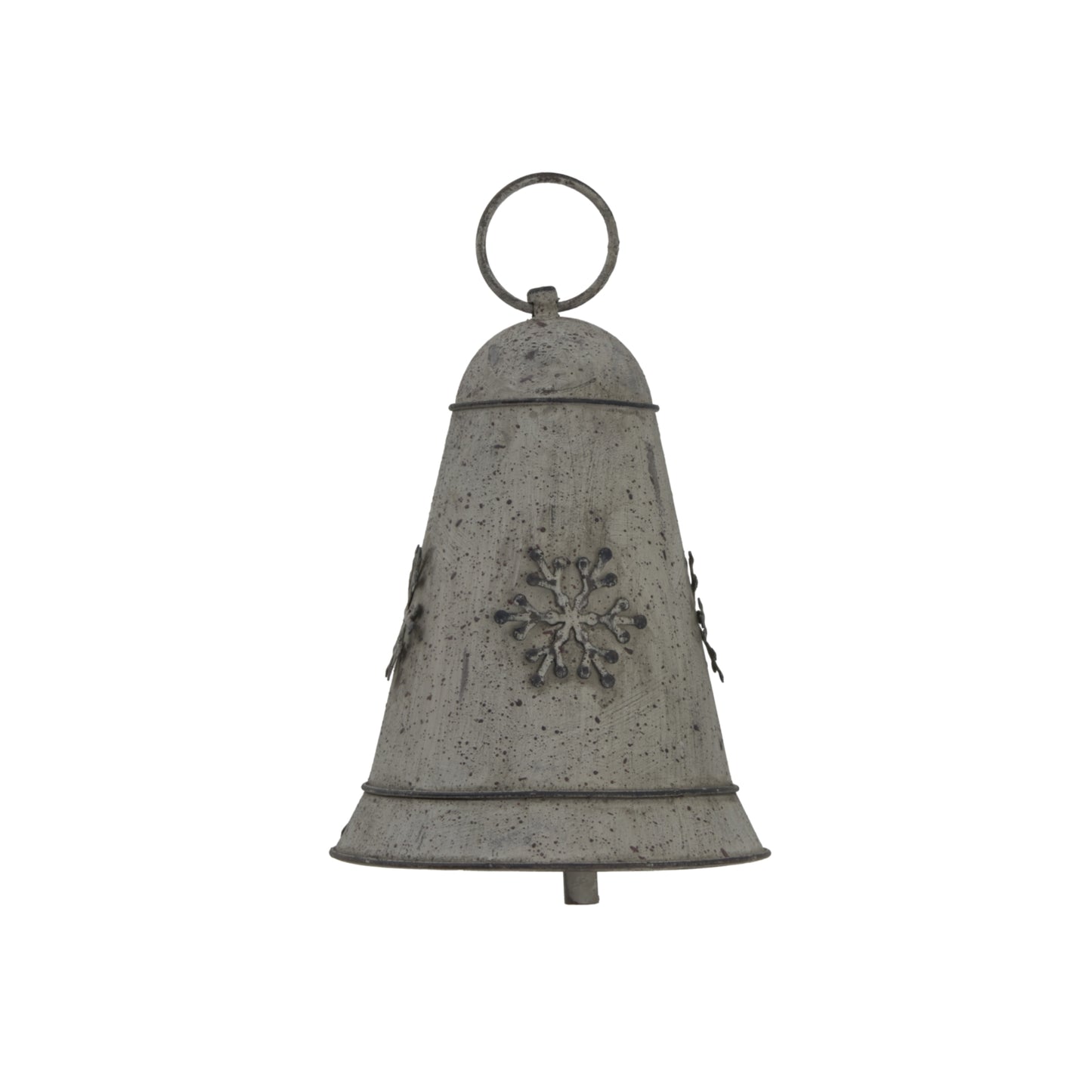 Medium Rustic Metal Hanging Bell With Snowflake - Christmas Baubles from the Quanta Home collection.