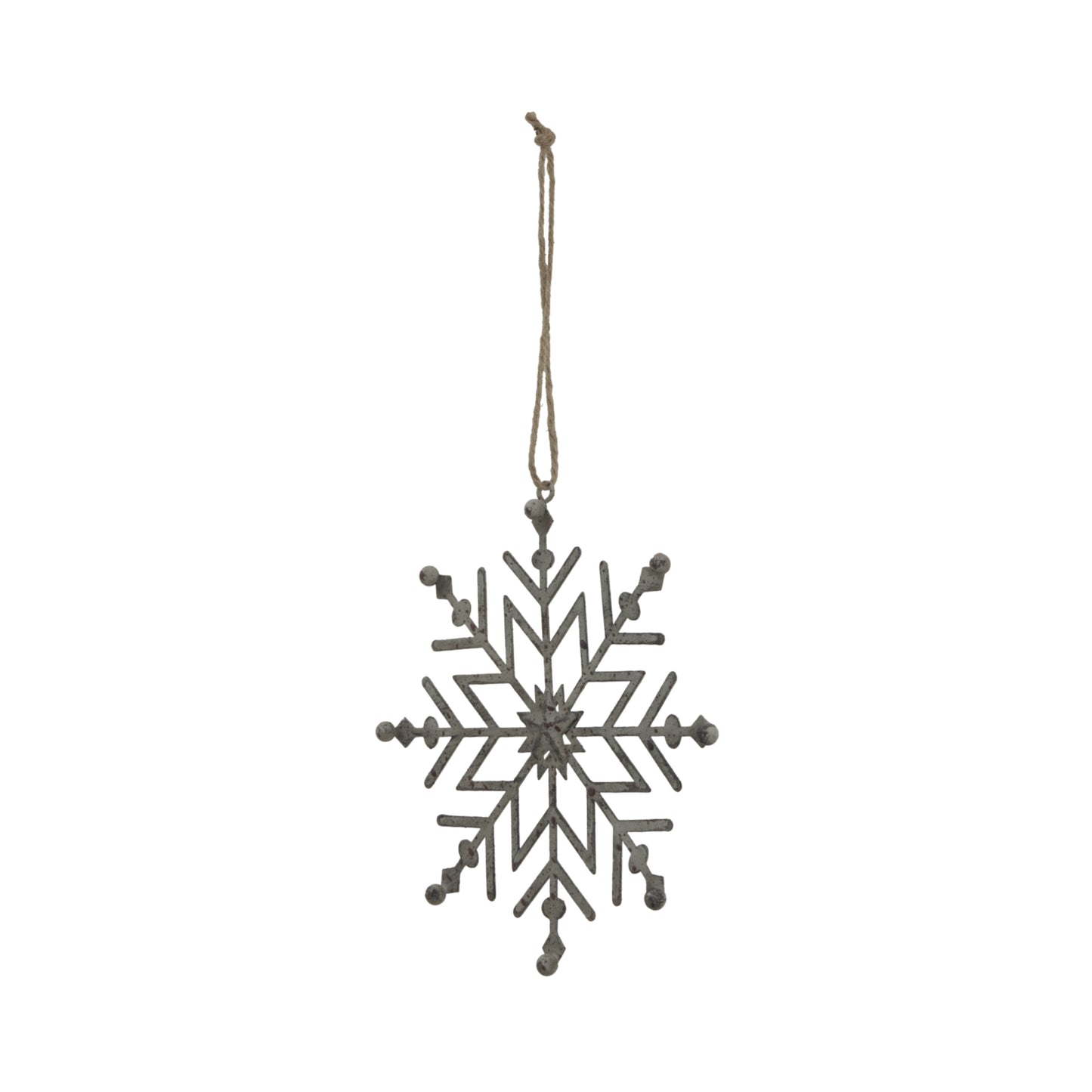 Rustic Hanging Ice Snowflake Decoration - Christmas Baubles from the Quanta Home collection.