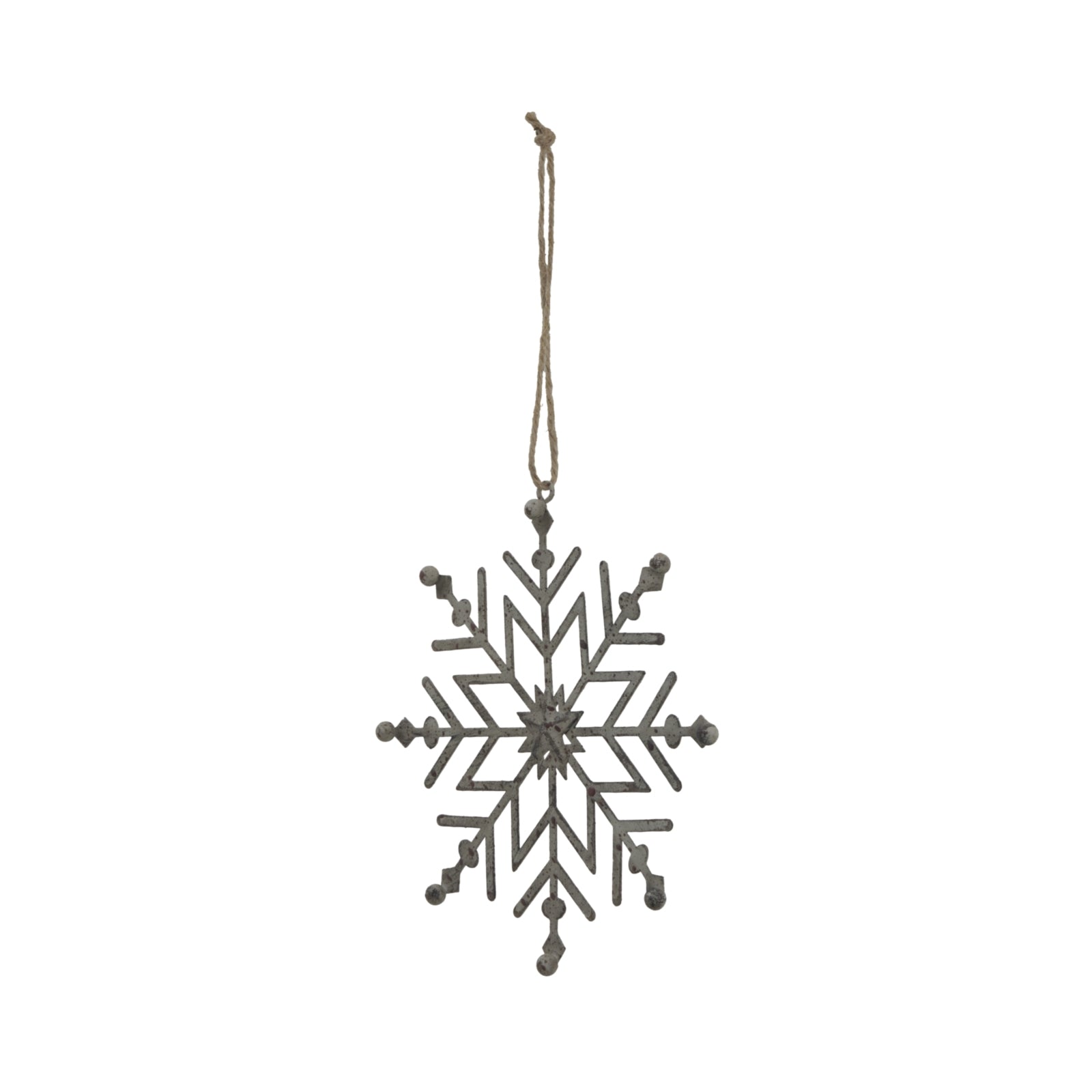 Rustic Hanging Ice Snowflake Decoration - Christmas Baubles from the Quanta Home collection.