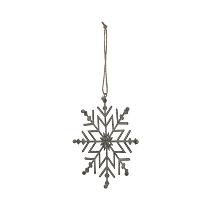 Rustic Hanging Ice Snowflake Decoration - Christmas Baubles from the Quanta Home collection.