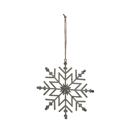 Rustic Hanging Ice Snowflake Decoration - Christmas Baubles from the Quanta Home collection.