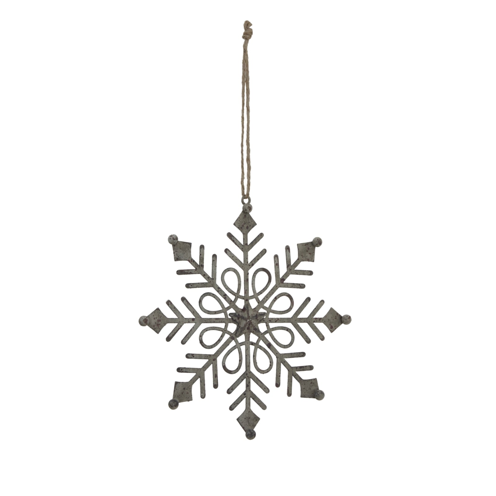Rustic Hanging Gem Snowflake Decoration - Christmas Baubles from the Quanta Home collection.