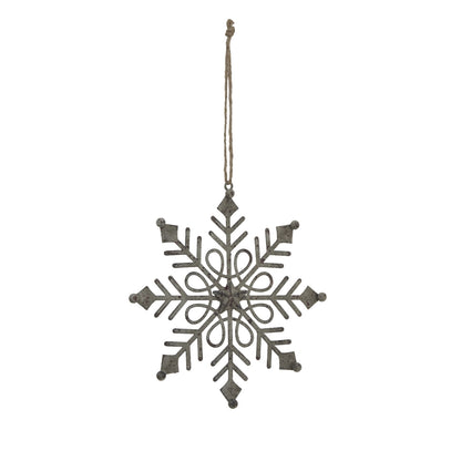 Rustic Hanging Gem Snowflake Decoration - Christmas Baubles from the Quanta Home collection.