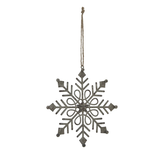 Rustic Hanging Gem Snowflake Decoration - Christmas Baubles from the Quanta Home collection.