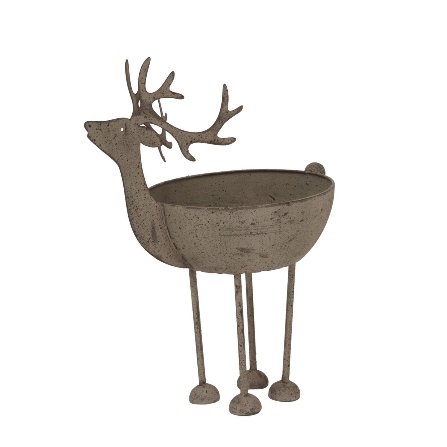 Large Rustic Metal Reindeer Bowl - Christmas Room Decorations from the Quanta Home collection.