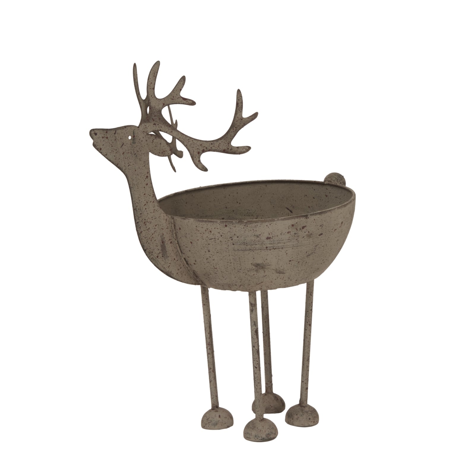 Large Rustic Metal Reindeer Bowl - Christmas Room Decorations from the Quanta Home collection.