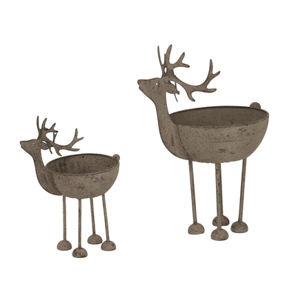 Large Rustic Metal Reindeer Bowl - Christmas Room Decorations from the Quanta Home collection.