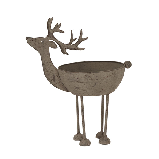 Large Rustic Metal Reindeer Bowl - Christmas Room Decorations from the Quanta Home collection.