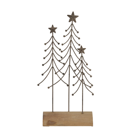 Rustic Metal Trio Of Trees On Stand - Christmas Room Decorations from the Quanta Home collection.