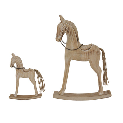 Large Natural Rustic Rocking Horse - Christmas Room Decorations from the Quanta Home collection.