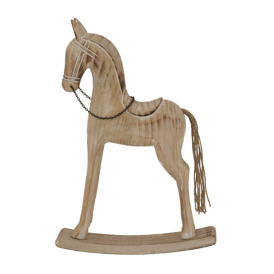 Large Natural Rustic Rocking Horse - Christmas Room Decorations from the Quanta Home collection.