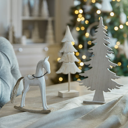Whitewashed Rustic Rocking Horse - Christmas Room Decorations from the Quanta Home collection.