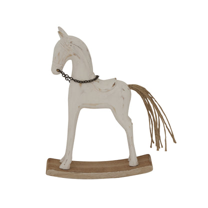 Whitewashed Rustic Rocking Horse - Christmas Room Decorations from the Quanta Home collection.
