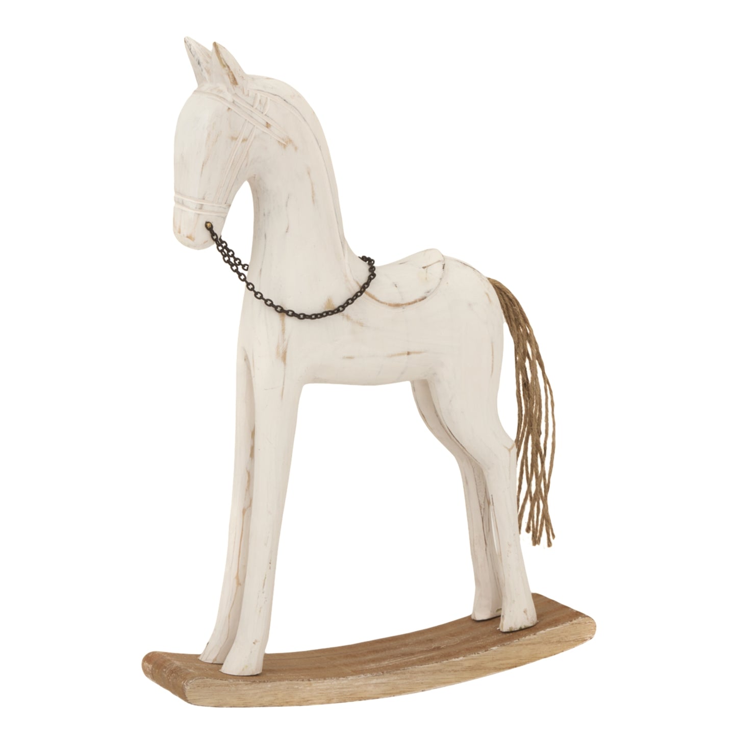 Large Whitewashed Rustic Rocking Horse - Christmas Room Decorations from the Quanta Home collection.