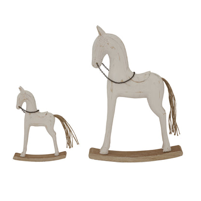 Large Whitewashed Rustic Rocking Horse - Christmas Room Decorations from the Quanta Home collection.