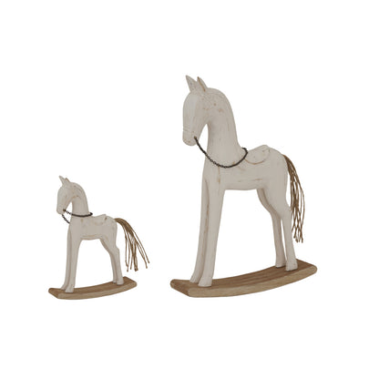 Large Whitewashed Rustic Rocking Horse - Christmas Room Decorations from the Quanta Home collection.