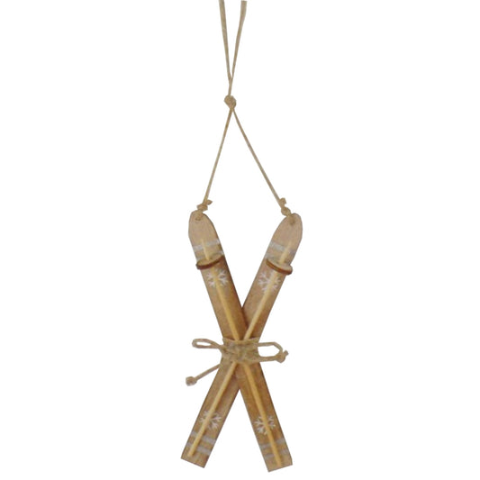 Large Natural Rustic Crossed Skis - Christmas Baubles from the Quanta Home collection.