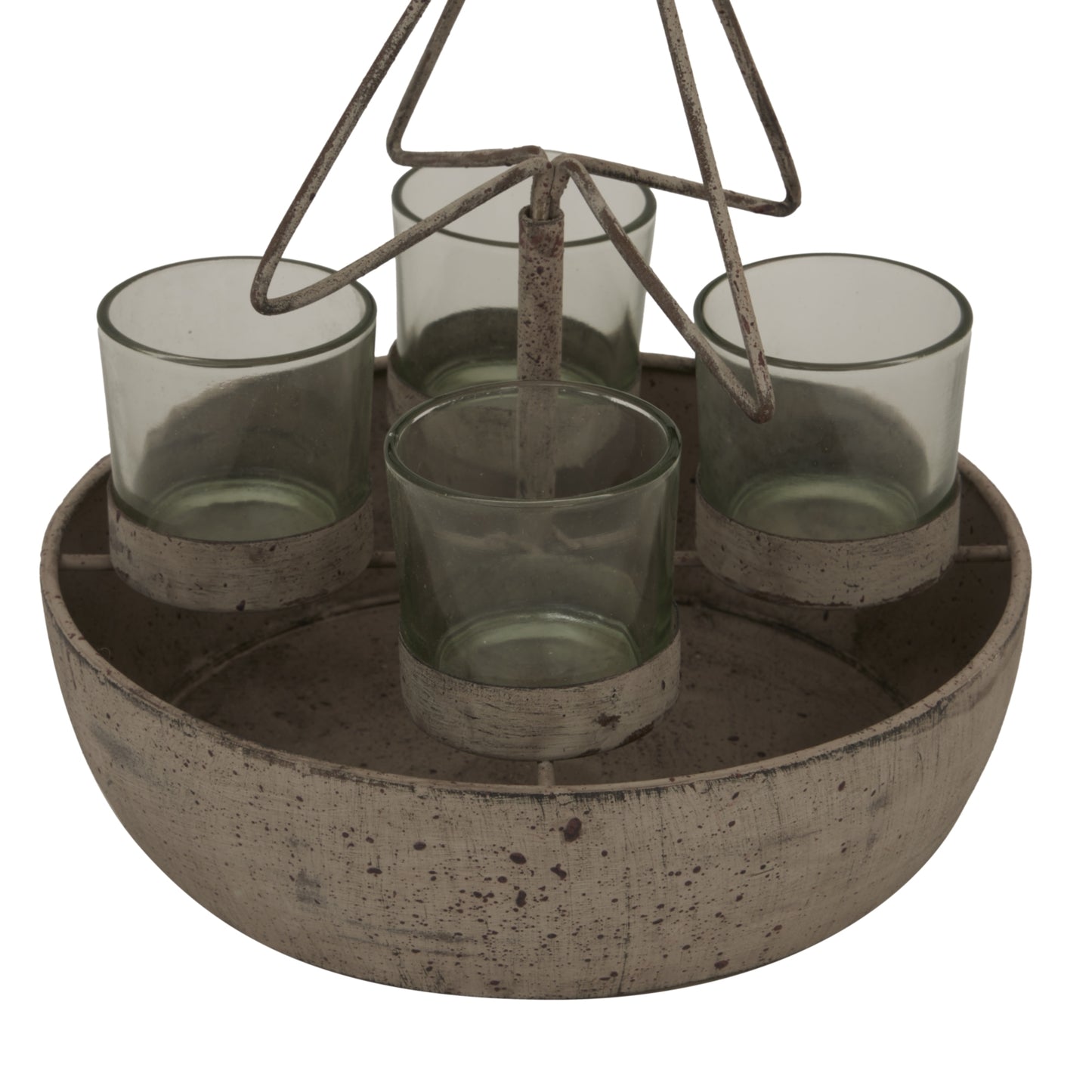 Rustic Outline Tree And Star With Four Glass Votives - Christmas Candles & Candle Accessories from the Quanta Home collection.
