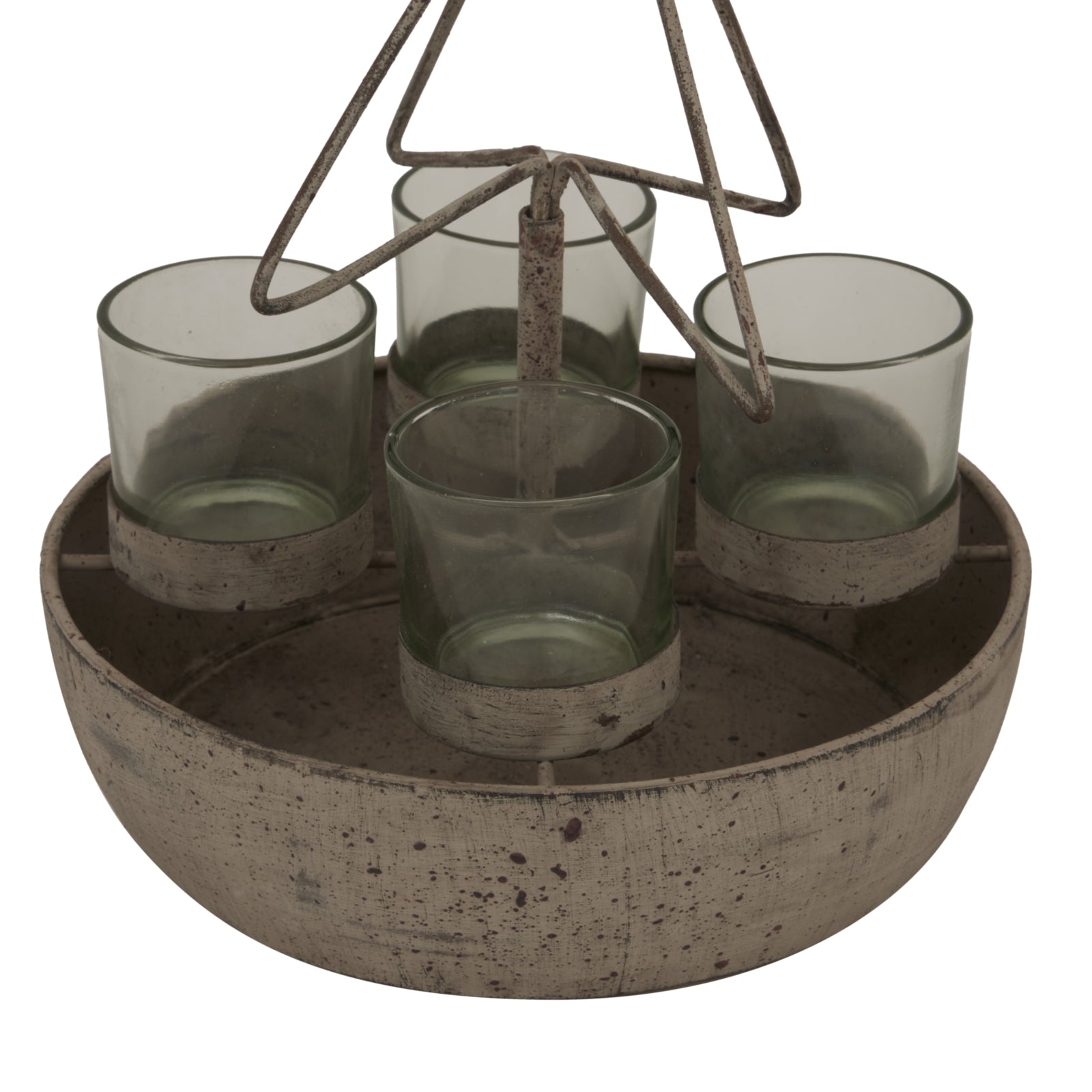 Rustic Outline Tree And Star With Four Glass Votives - Christmas Candles & Candle Accessories from the Quanta Home collection.