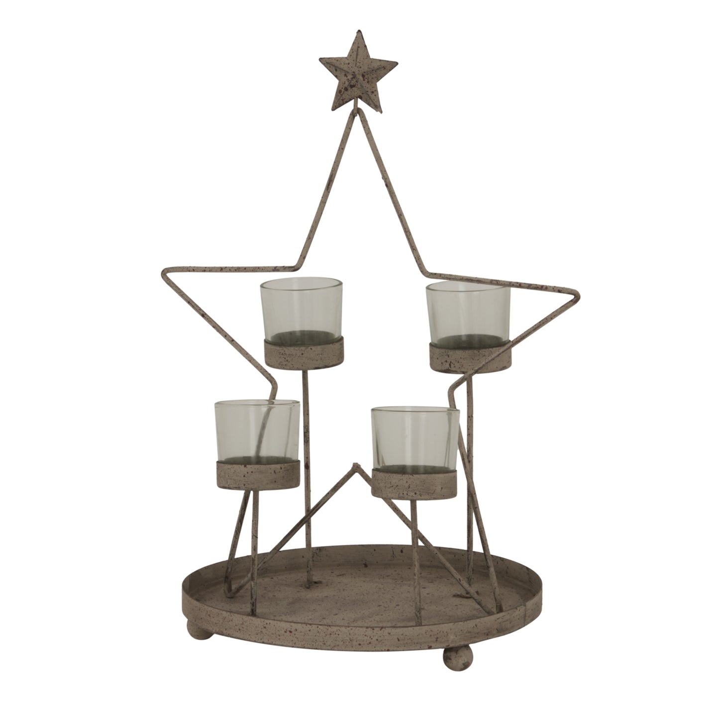 Rustic Outline Star With Four Glass Votives - Christmas Candles & Candle Accessories from the Quanta Home collection.