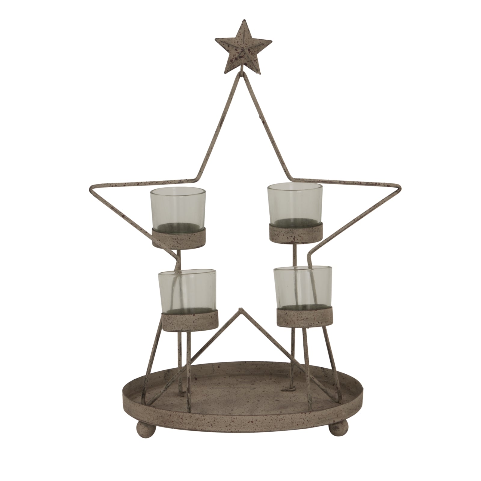 Rustic Outline Star With Four Glass Votives - Christmas Candles & Candle Accessories from the Quanta Home collection.