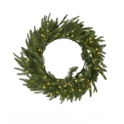 Green Pre-Lit Woodland 100 Led Fir Christmas Wreath - Christmas Wreaths & Garlands from the Quanta Home collection.