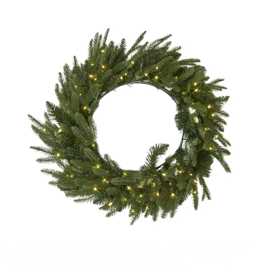 Green Pre-Lit Woodland 100 Led Fir Christmas Wreath - Christmas Wreaths & Garlands from the Quanta Home collection.