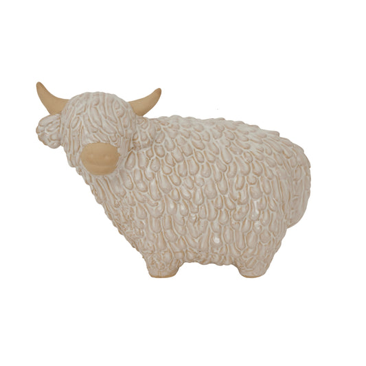 Large Alora Ceramic Highland Cow - Christmas Room Decorations from the Quanta Home collection.