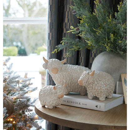 Alora Ceramic Highland Cow - Christmas Room Decorations from the Quanta Home collection.