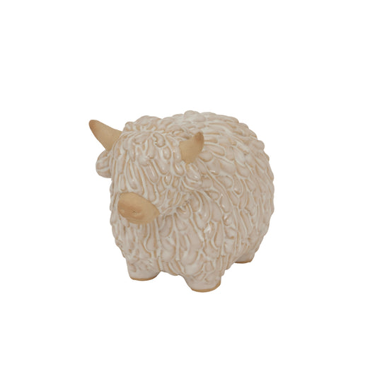 Alora Ceramic Highland Cow - Christmas Room Decorations from the Quanta Home collection.