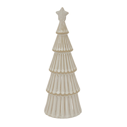 Large Alora Ceramic Snowy Layered Tree With Star - Christmas Room Decorations from the Quanta Home collection.