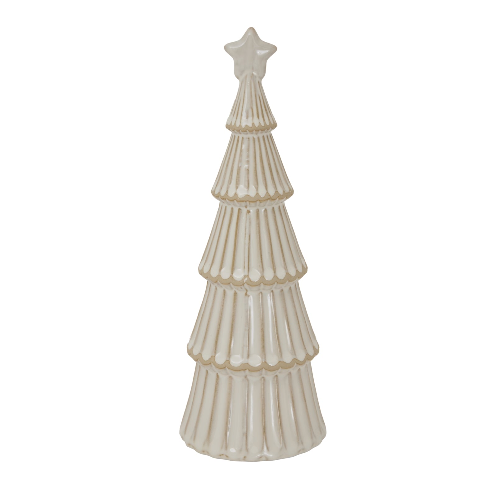 Large Alora Ceramic Snowy Layered Tree With Star - Christmas Room Decorations from the Quanta Home collection.