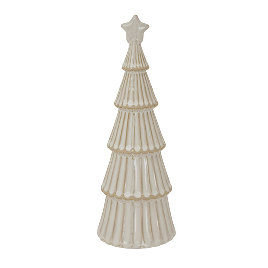Large Alora Ceramic Snowy Layered Tree With Star - Christmas Room Decorations from the Quanta Home collection.