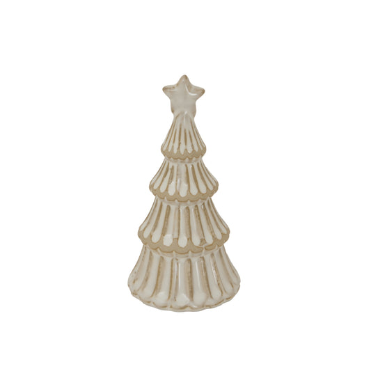 Alora Ceramic Snowy Layered Tree With Star - Christmas Room Decorations from the Quanta Home collection.