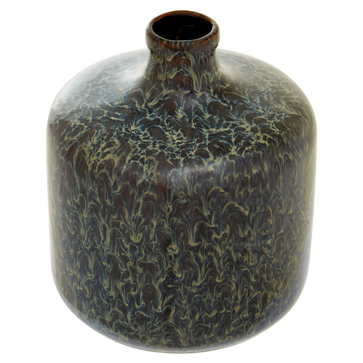 Tidal Dark Blue Reactive Glaze Bottle Vase