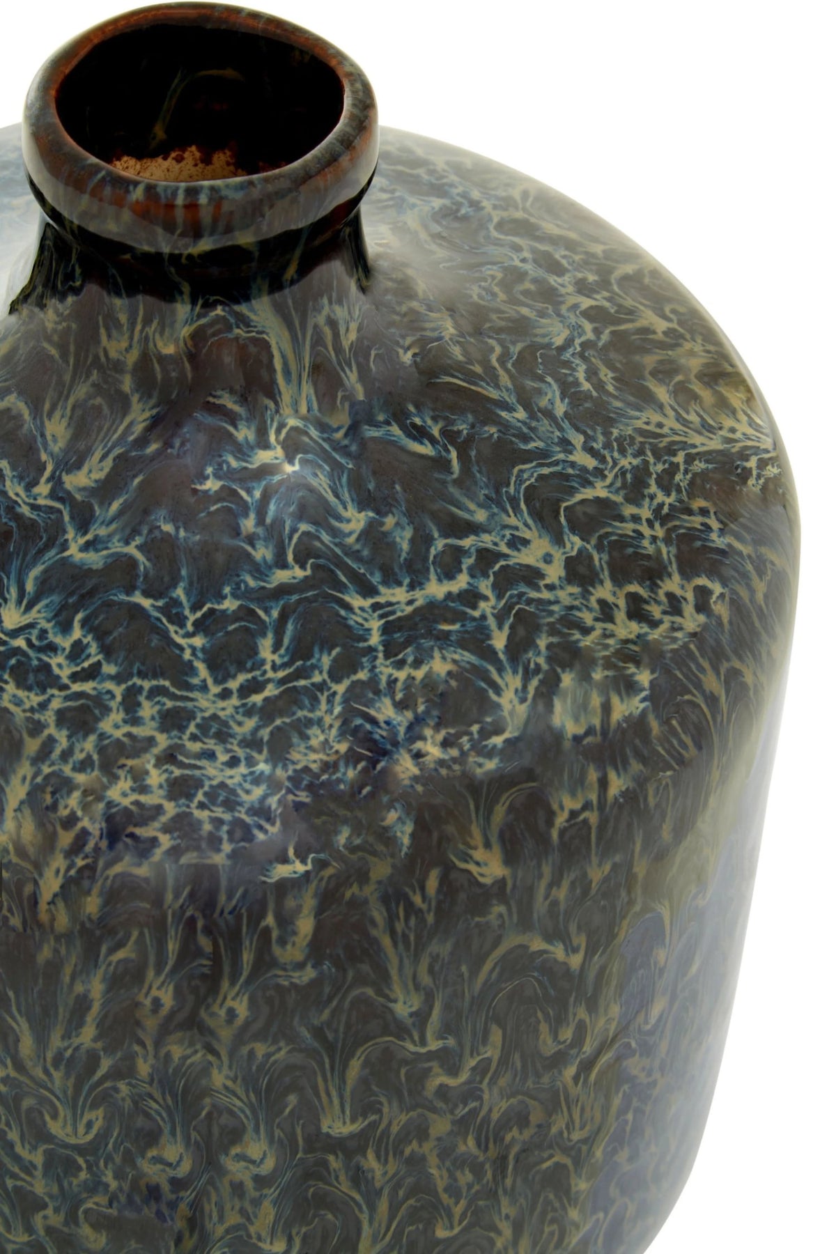 Tidal Dark Blue Reactive Glaze Bottle Vase