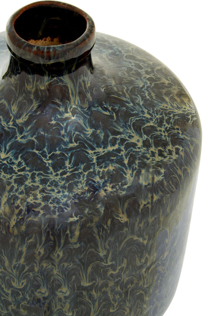 Tidal Dark Blue Reactive Glaze Bottle Vase