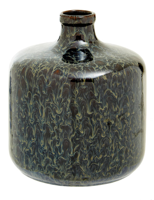 Tidal Dark Blue Reactive Glaze Bottle Vase