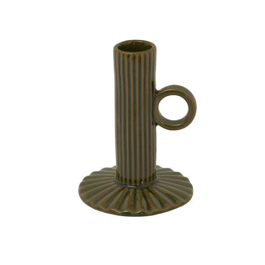 Alora Olive Ceramic Taper Candle Holder With Handle - Christmas Candles & Candle Accessories from the Quanta Home collection.