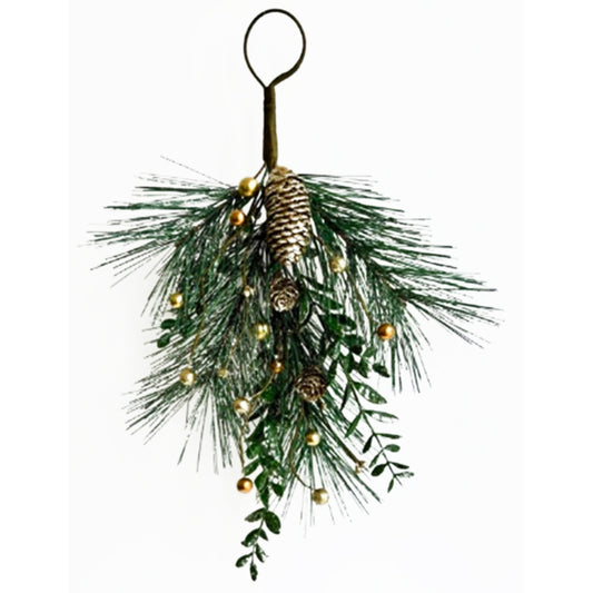 Christmas Soft Gold Teardrop Swag With Pinecones - Christmas from the Quanta Home collection.