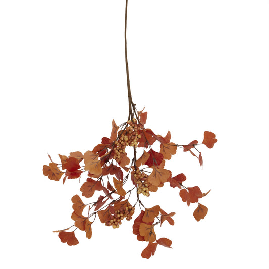 Luxurious 82cm autumn spray featuring vibrant orange leaves and realistic berries, perfect for seasonal decor and displays.