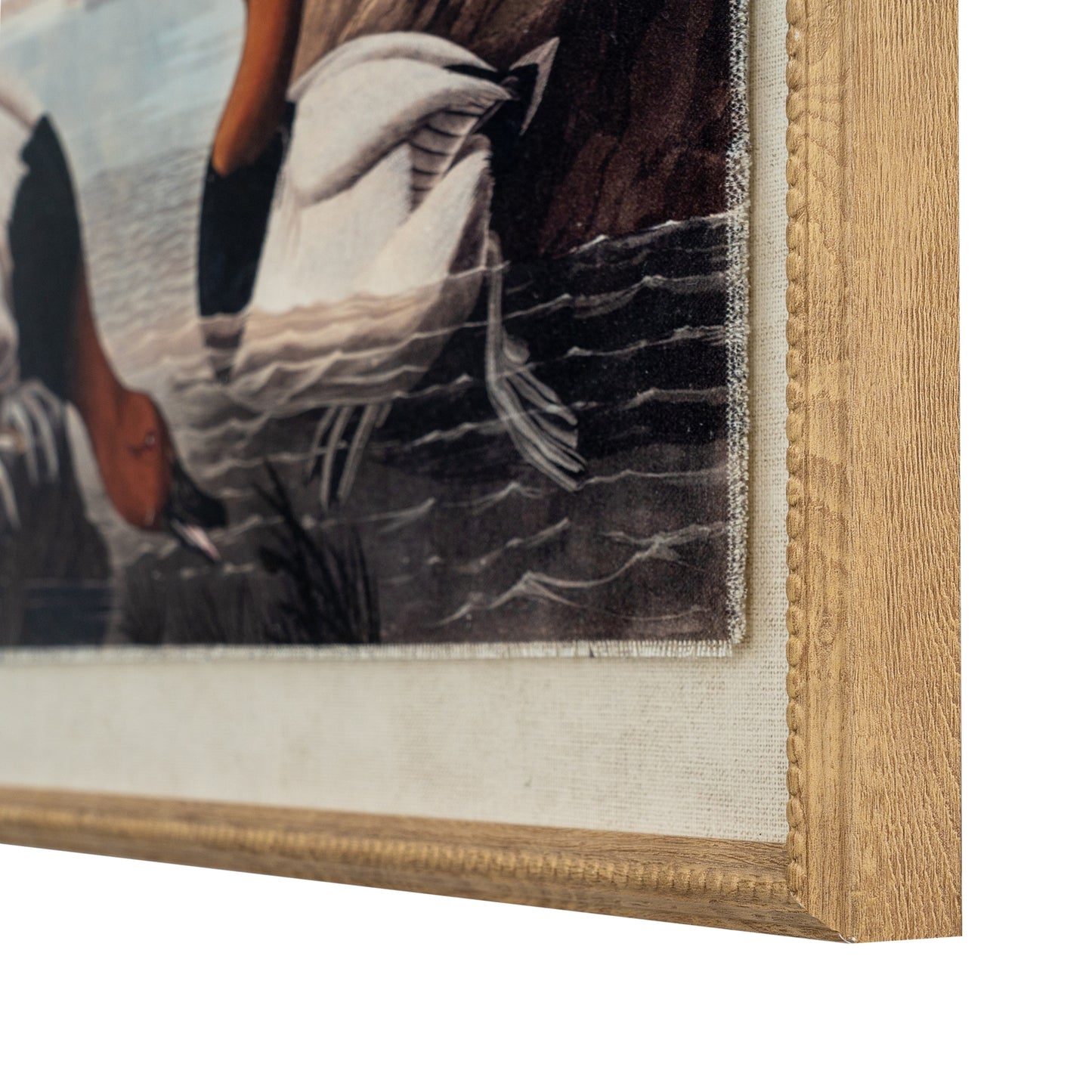 Flora & Fauna Collection Pochards On Linen In Beaded Frame - Printed Art from the Quanta Home collection.