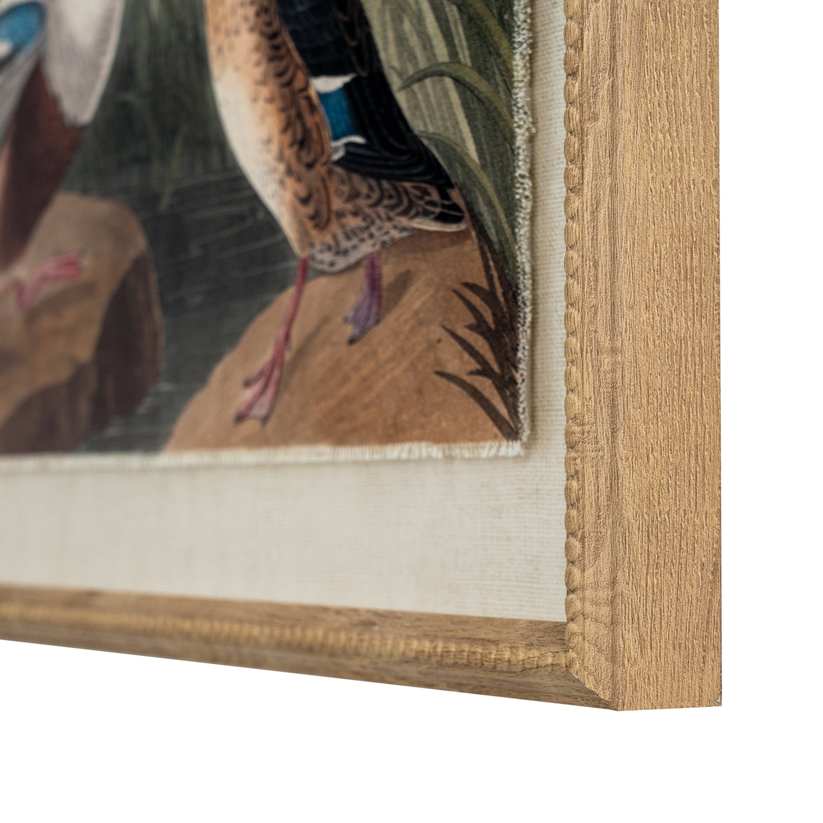 Flora & Fauna Collection Mallards On Linen In Beaded Frame - Printed Art from the Quanta Home collection.