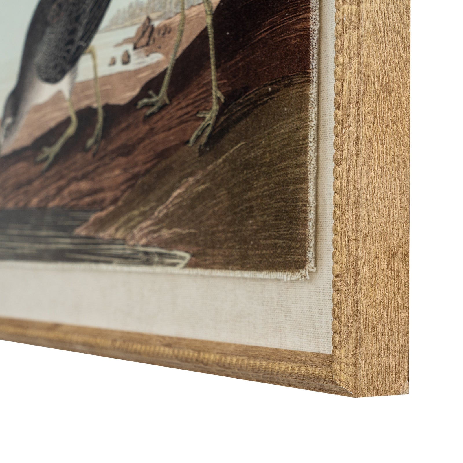 Flora & Fauna Collection Snipes On Linen In Beaded Frame - Printed Art from the Quanta Home collection.