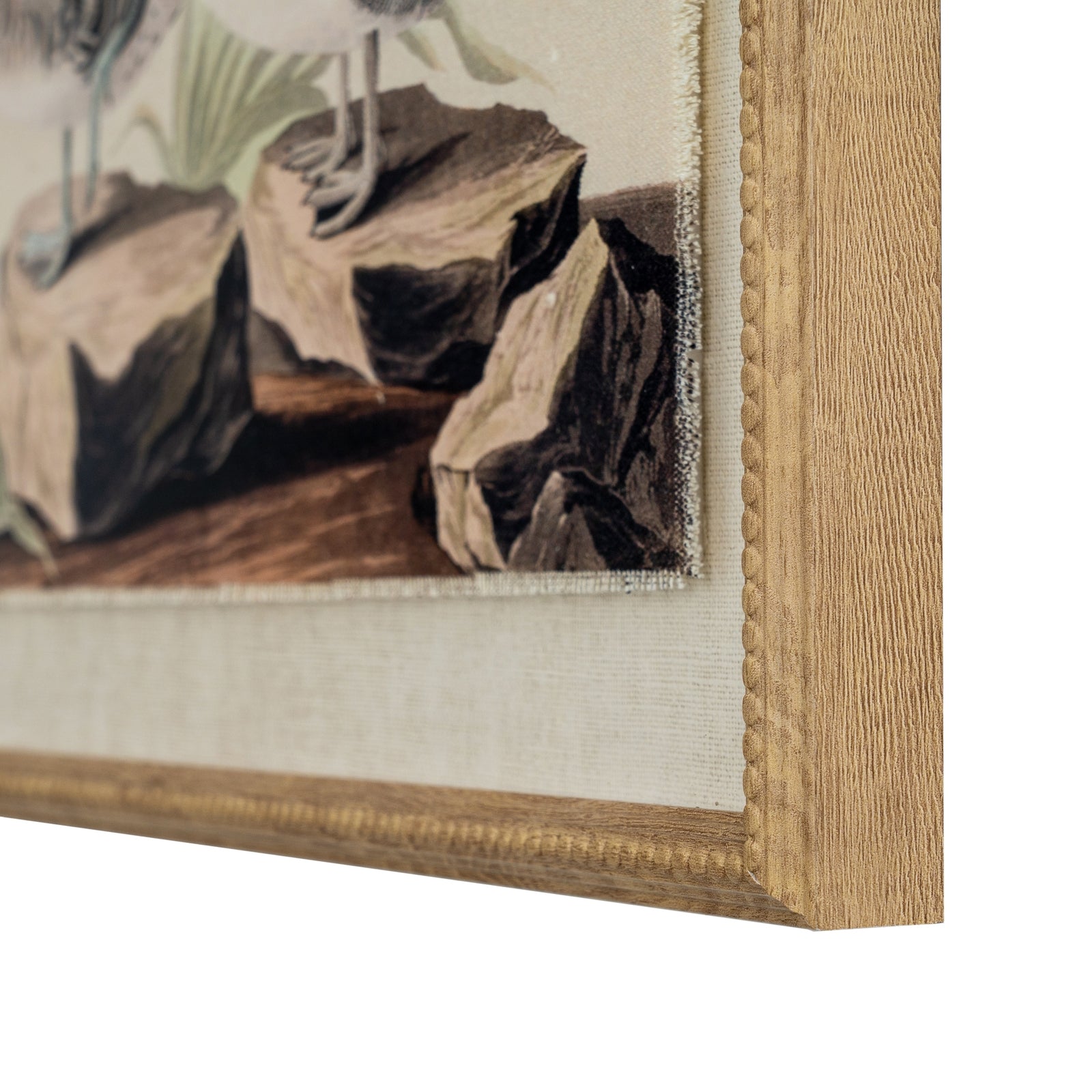 Flora & Fauna Collection Teals On Linen In Beaded Frame - Printed Art from the Quanta Home collection.