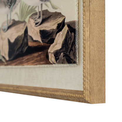 Flora & Fauna Collection Teals On Linen In Beaded Frame - Printed Art from the Quanta Home collection.