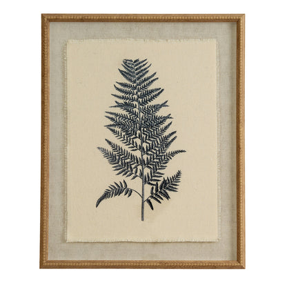 Flora & Fauna Collection Beech Fern On Linen In Beaded Frame - Printed Art from the Quanta Home collection.
