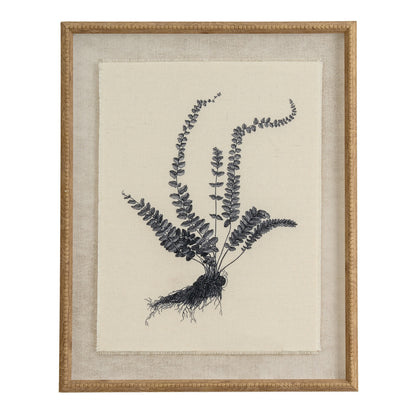 Flora & Fauna Collection Spleenwort On Linen In Beaded Frame - Printed Art from the Quanta Home collection.