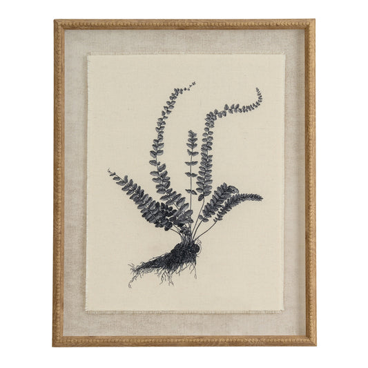 Flora & Fauna Collection Spleenwort On Linen In Beaded Frame - Printed Art from the Quanta Home collection.